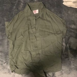 Army green Justice button up shirt